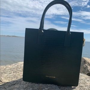 NWT Viola Castellani Leather Lizard Print Satchel Bag